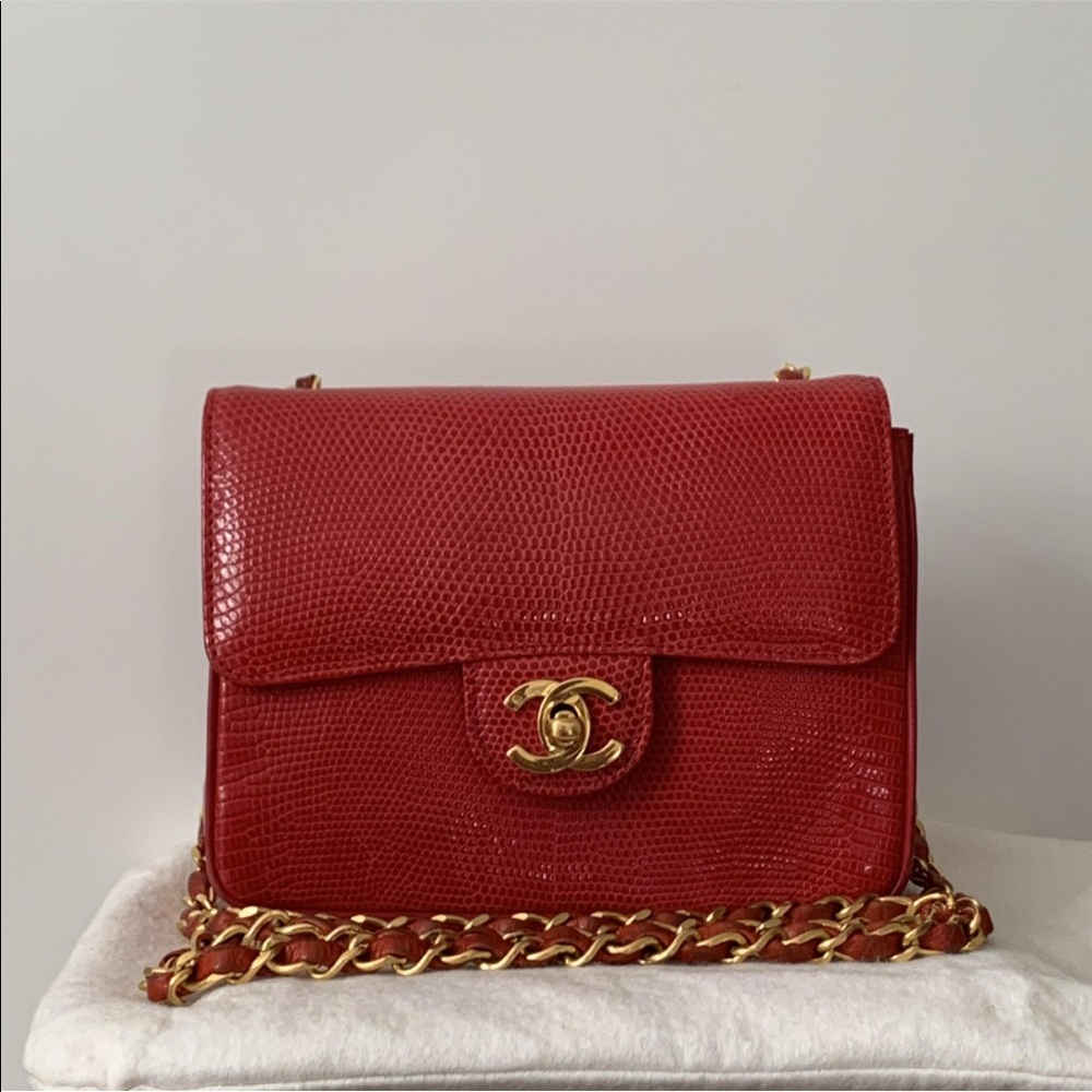 RARE Chanel Red Lizard square mini collectible - Picture 2 of 16